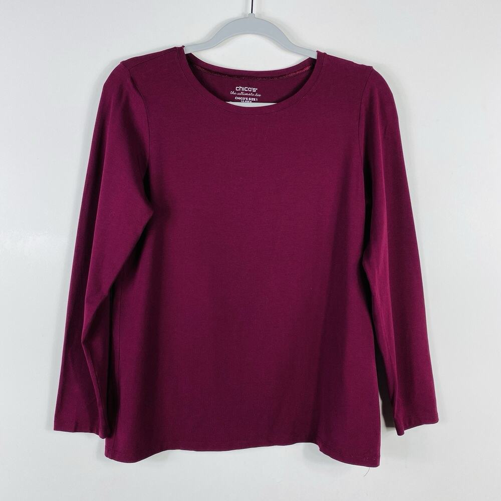 Chico's T-Shirt Medium 1 8 Touch Of Cool Ultimate Layering Tee Top Pima Cotton